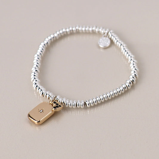Beaded Bracelet with Amulet Charm & Crystal