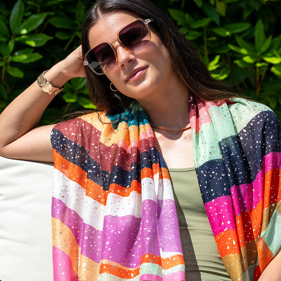 POM Recycled Colour Block Scarf with Foil