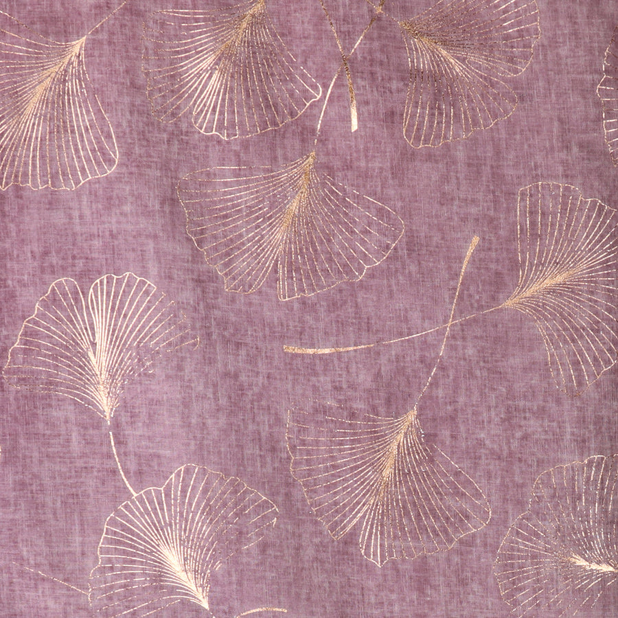 POM Recycled Soft Mauve and Metallic Gingko Print Scarf with Foil
