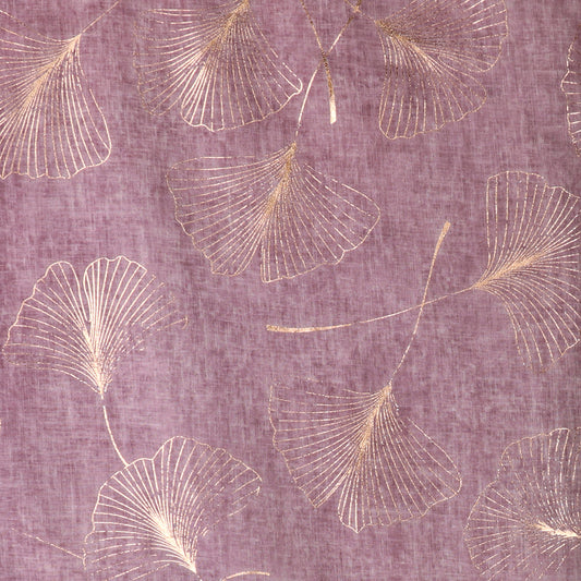 POM Recycled Soft Mauve and Metallic Gingko Print Scarf with Foil