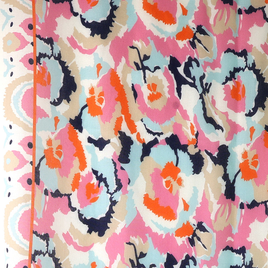 POM Recycled White and Coral Mix Abstract Print Scarf
