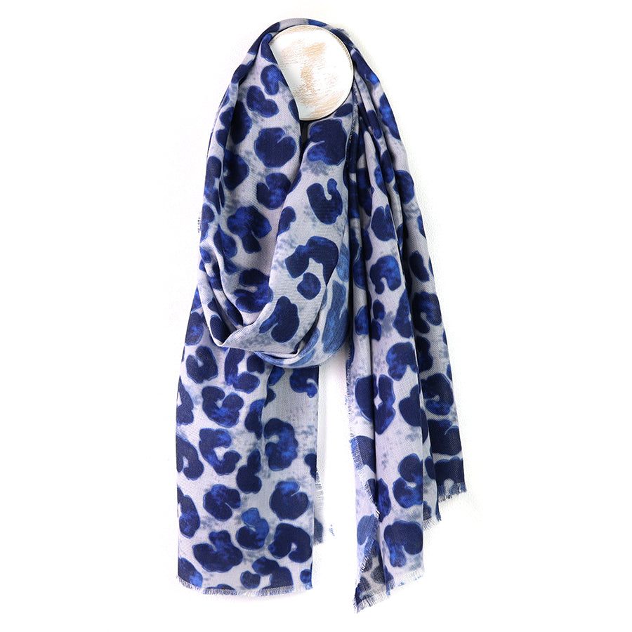 POM Recycled Navy Mix Animal Print Scarf