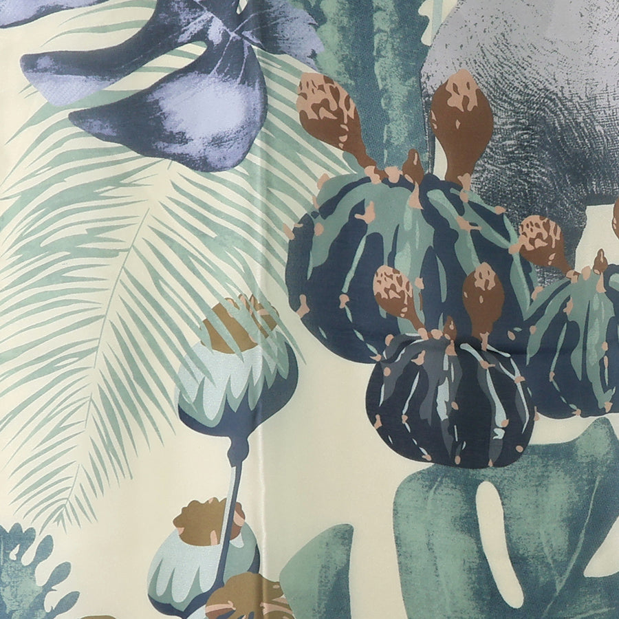 POM Recycled Green Mix Leaf and Monstera Print Scarf
