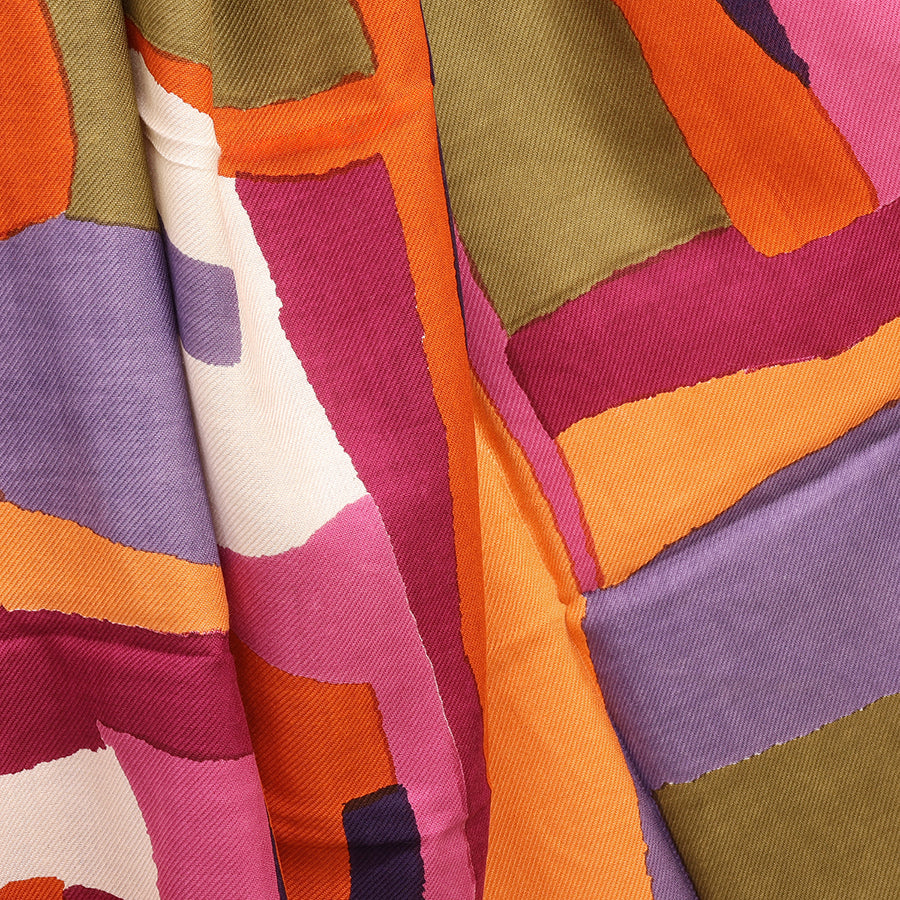 POM Iona Vibrant Abstract Painted Colour Block Bamboon Viscose Scarf