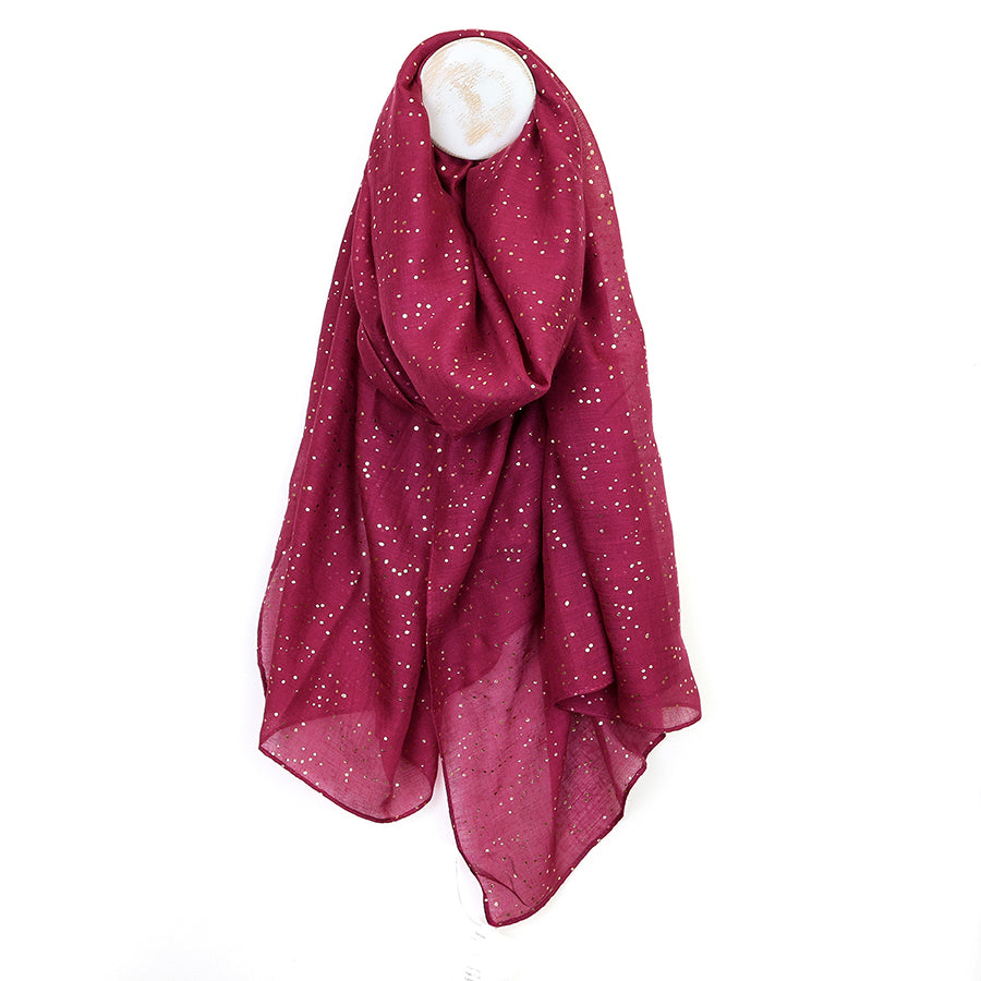 POM Shirley Rich Magenta Metallic Speckle Print Scarf