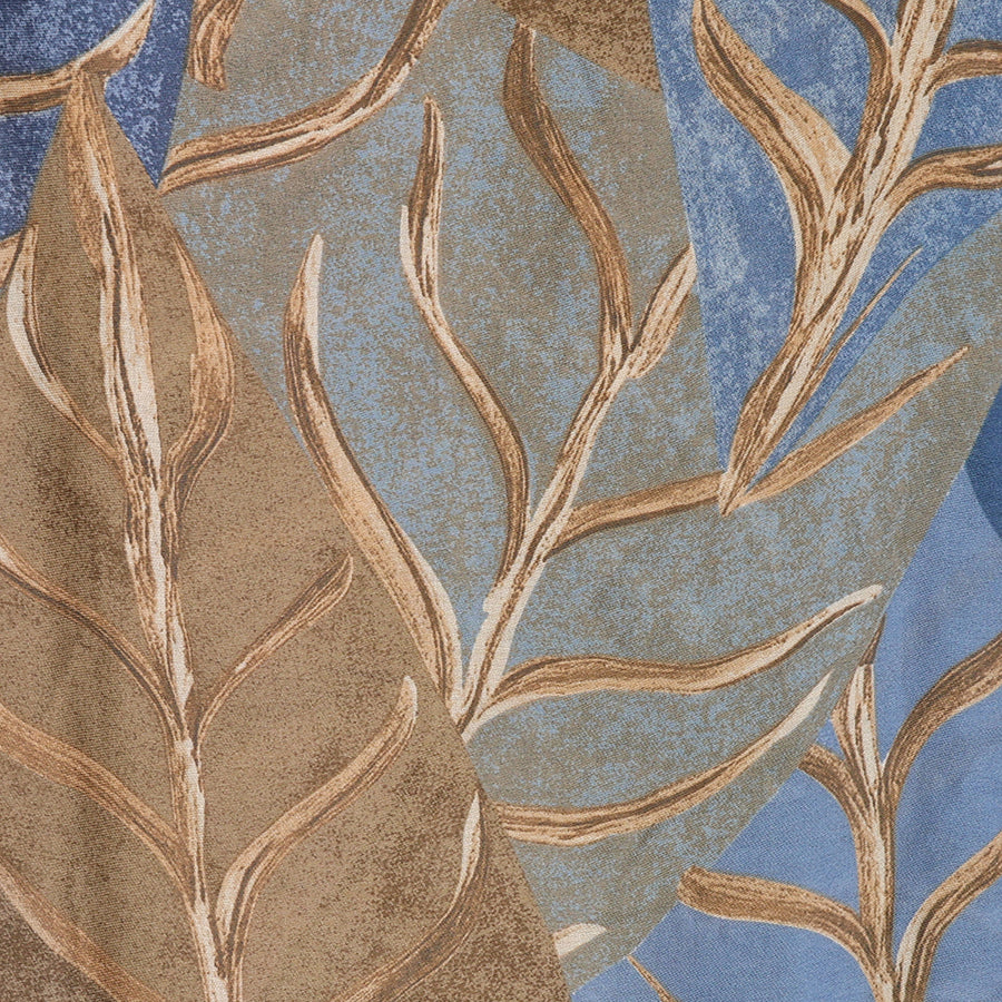 POM Willow Denim and Taupe Mix Oversize Leaf Print Scarf