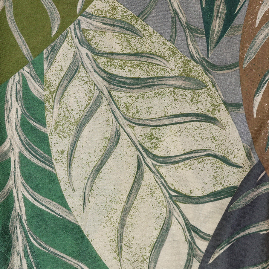 POM Willow Green and Taupe Mix Oversize Leaf Print Scarf