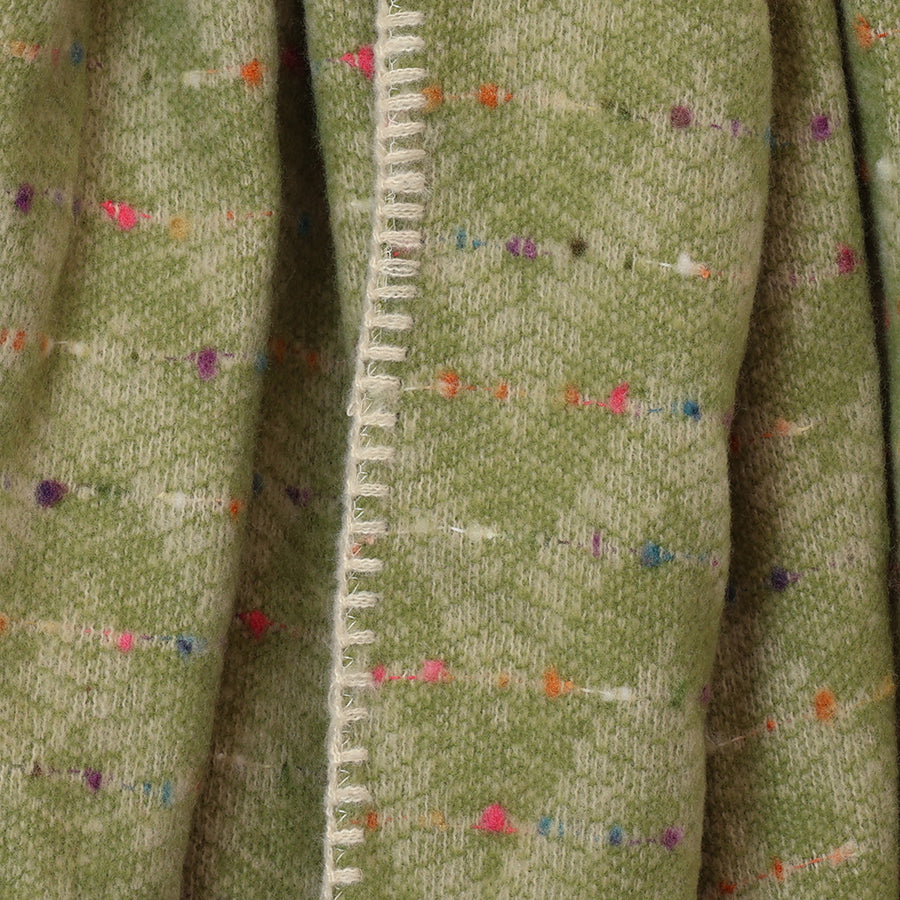 POM Tara Pistachio Mix Chevron Weave Stitch Detail Triangle Scarf