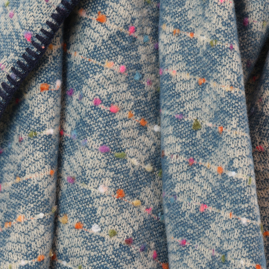 POM Tara Teal Mix Chevron Weave Stitch Detail Triangle Scarf