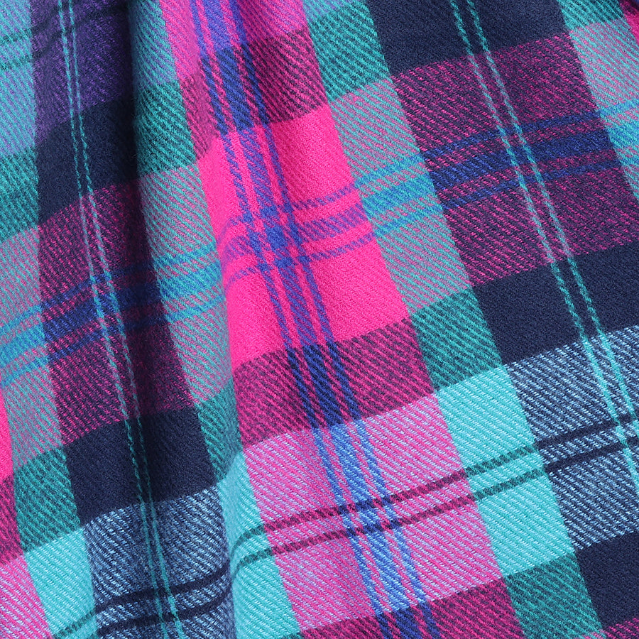 POM Esme Electric Blue and Pink Classics Tartan Check Scarf