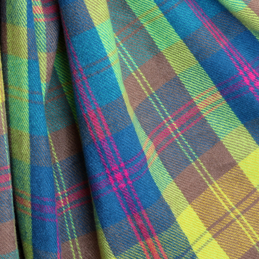 POM Esme Lime, Blue and Pink Classics Tartan Check Scarf