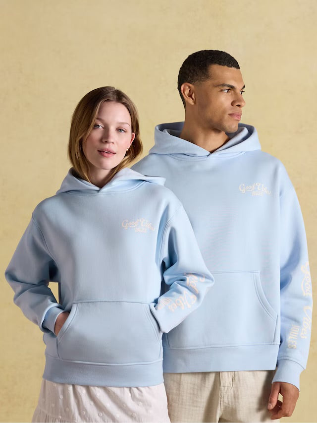 Joules Oversized Unisex Beach Hoodie Good Vibes in Blue