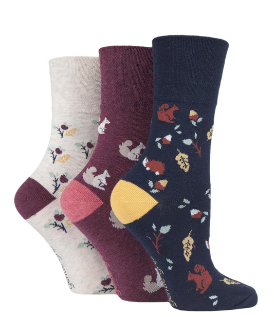 Sockshop Gentle Grip Women’s Cotton Fun Feet Socks 3 Pair