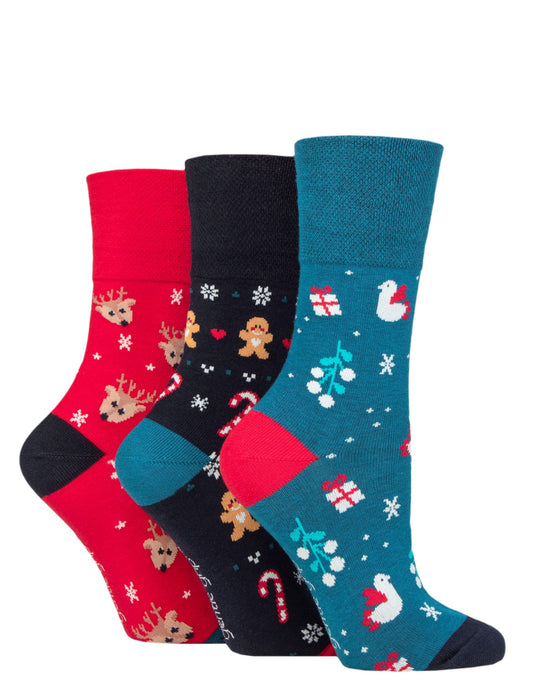 Sockshop Gentle Grip Women’s Cotton Christmas Socks 3 Pair