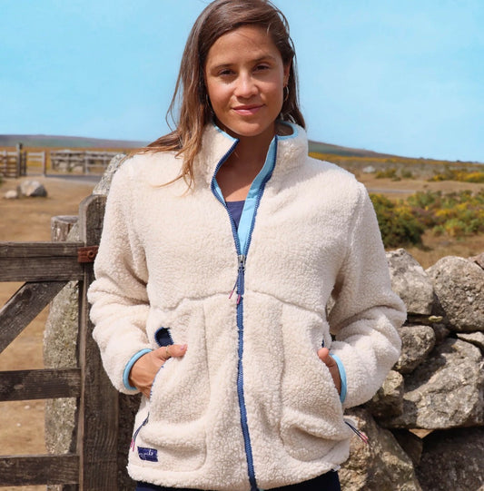 Lazy Jacks Ladies Full Zip Oatmeal Sherpa Fleece Jacket