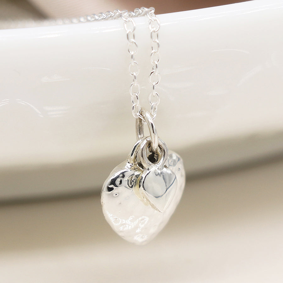 POM Sterling Silver Hearts Necklace