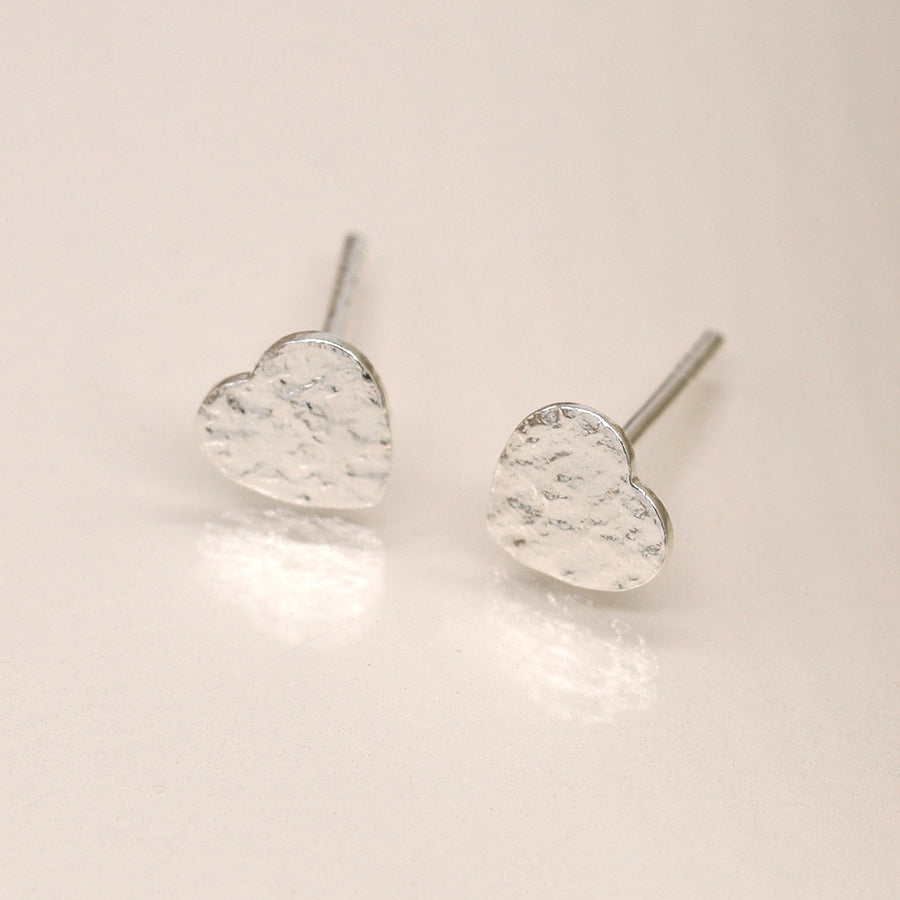 POM Sterling Silver Heart Studs Textured Earrings