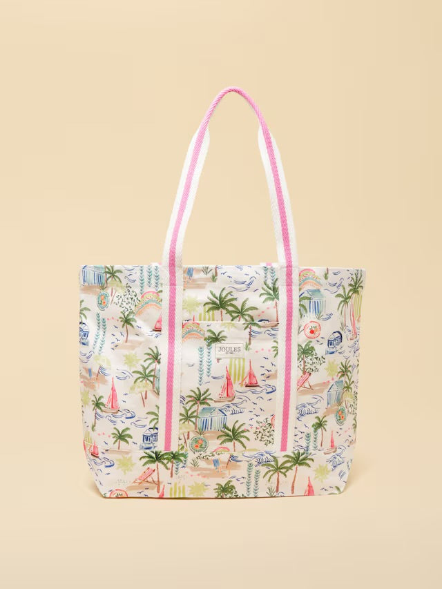 Joules Promenade Palm Print Canvas Tote Bag