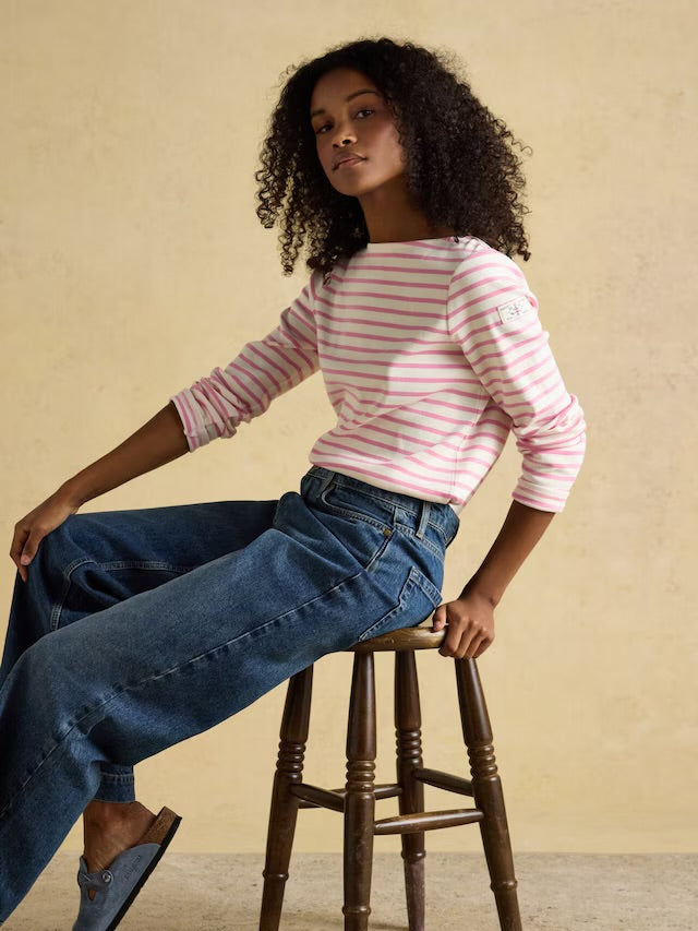 Harbour Cream/Pink Boat Neck Breton Top