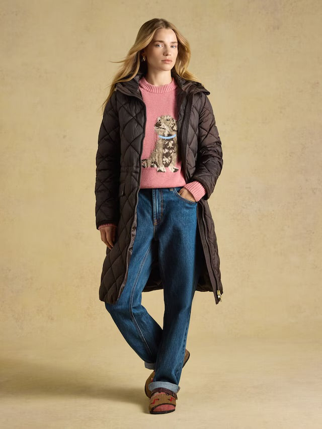Joules Chessington Chocolate Brown Longline Showerproof Jacket