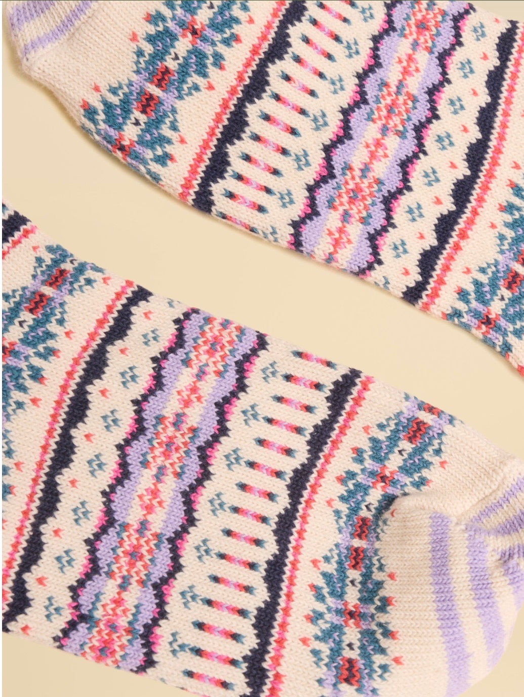 Joules Lucille Cream Fair Isle Socks