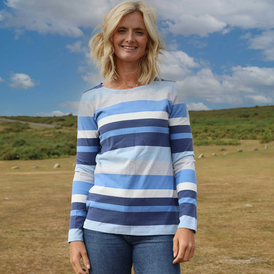 Striped Breton in Winter Blues by Lazy Jacks