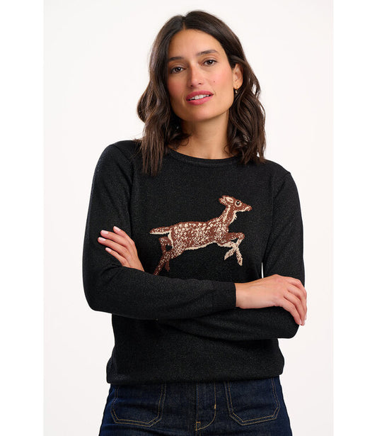 Sugarhill Rowena Jumper Sparkling Deer on Black