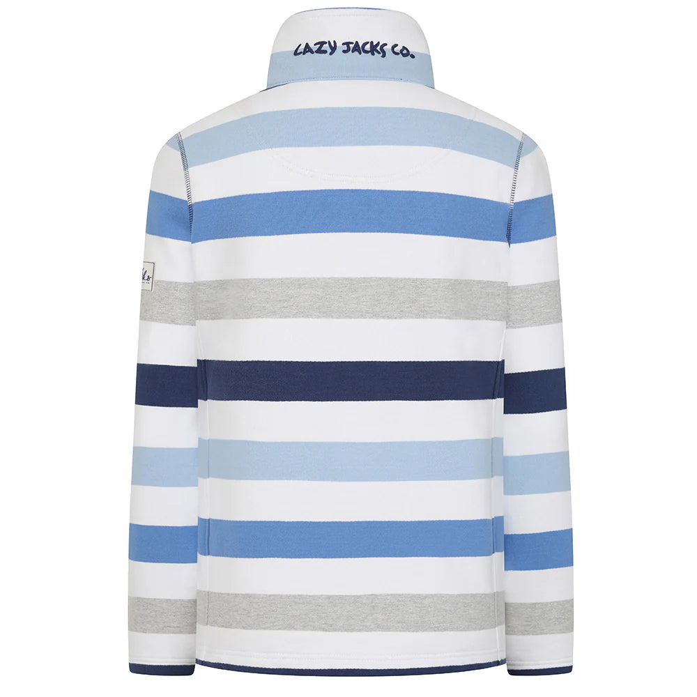 Lazy Jacks Ladies Striped Full Zip Sweatshirt - Blues