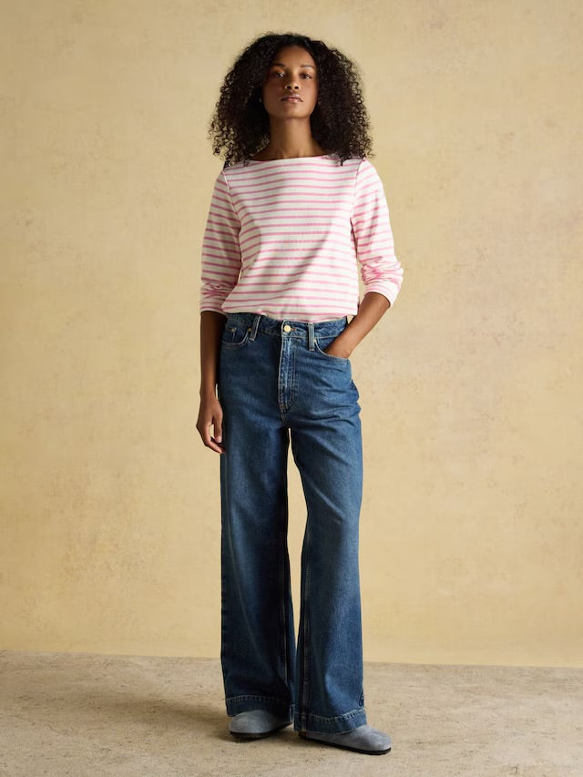 Harbour Cream/Pink Boat Neck Breton Top