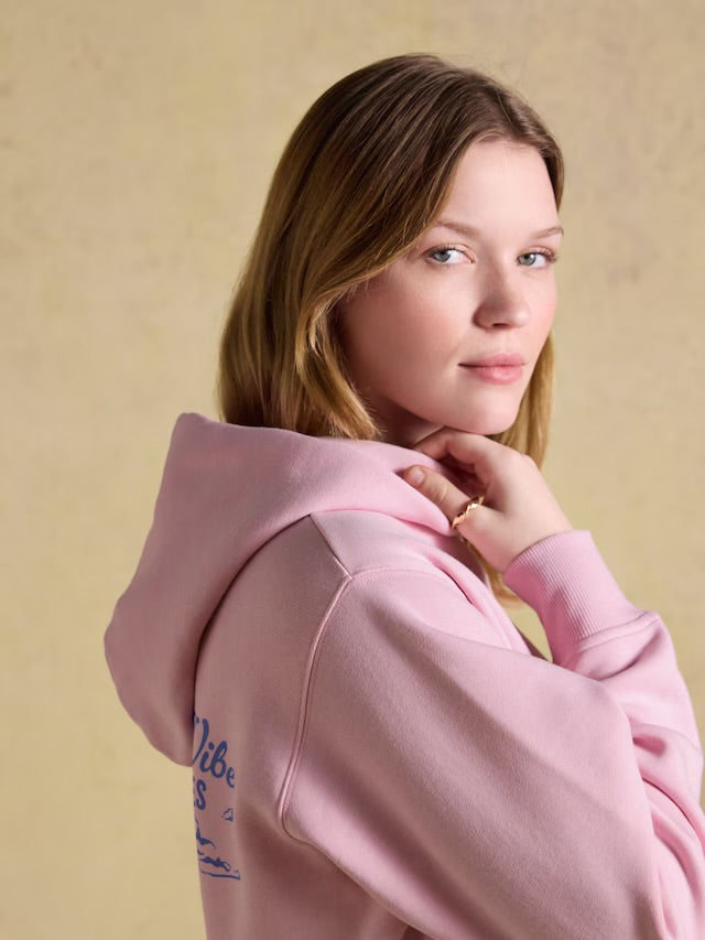 Joules Oversized Unisex Beach Hoodie Good Vibes in Pink