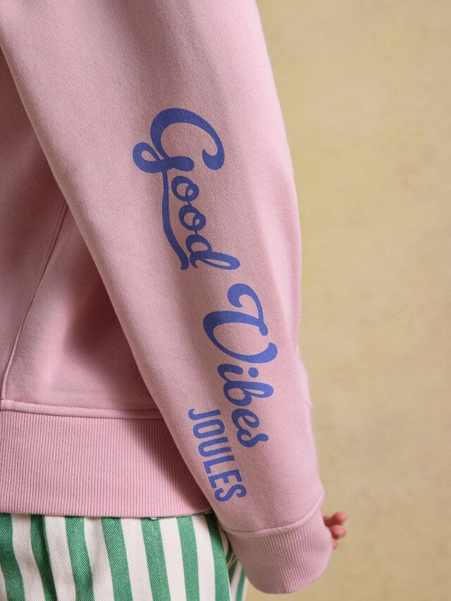 Joules Oversized Unisex Beach Hoodie Good Vibes in Pink