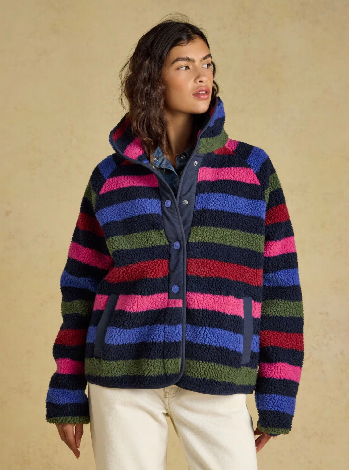 Navy Stripe Fleece Jacket