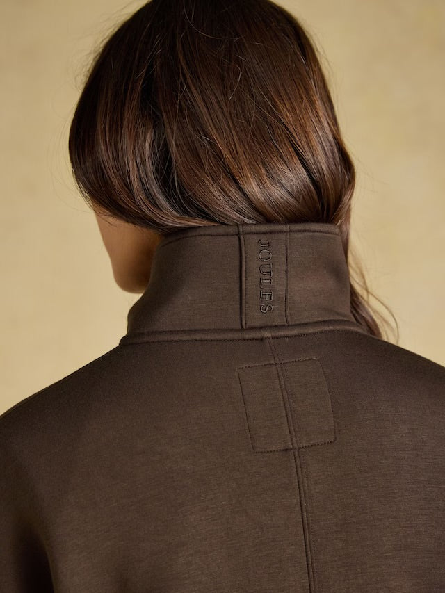 Joules Chocolate Brown Soft Full Zip Funnel Neck Sweatshirt