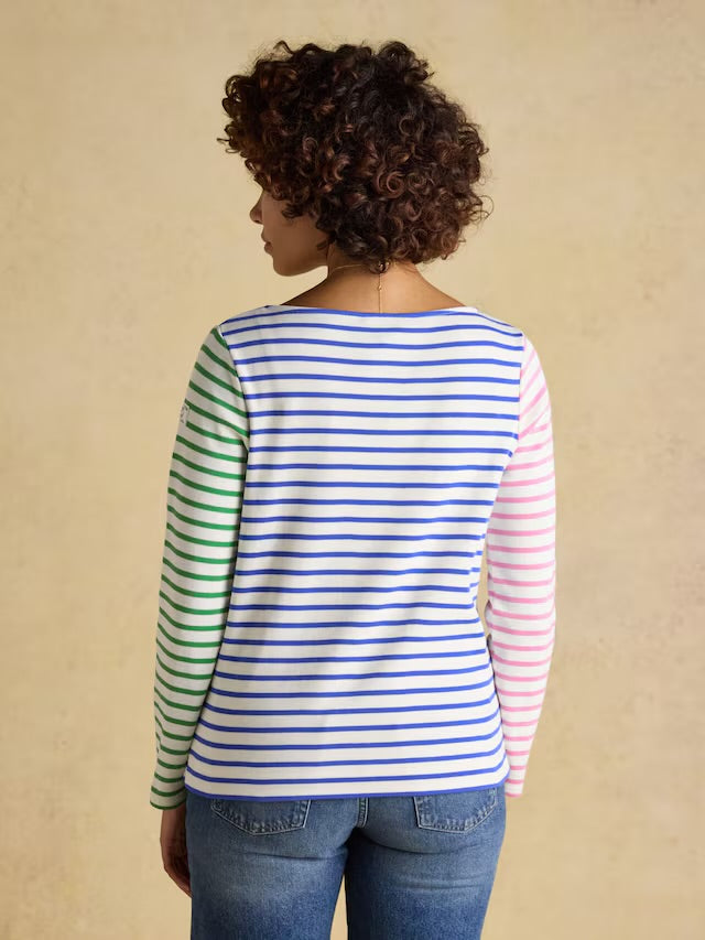 Joules Harbour Multicolour Boat Neck Long Sleeve Breton Stripe Top