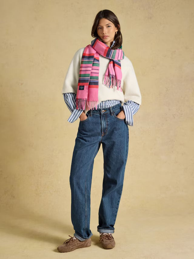 Joules Langtree Pink & Green Check Scarf