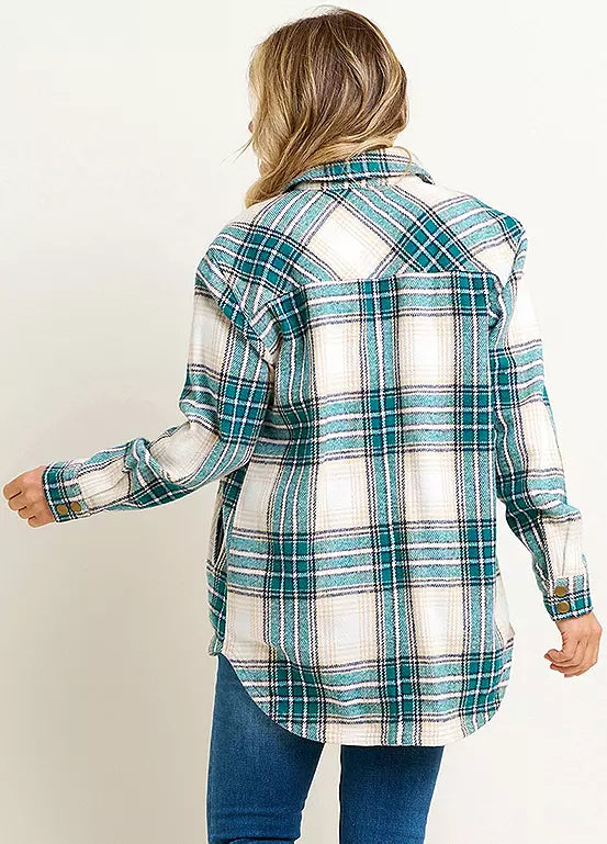 Shamrock Flannel Shacket Hoodie by Brakeburn