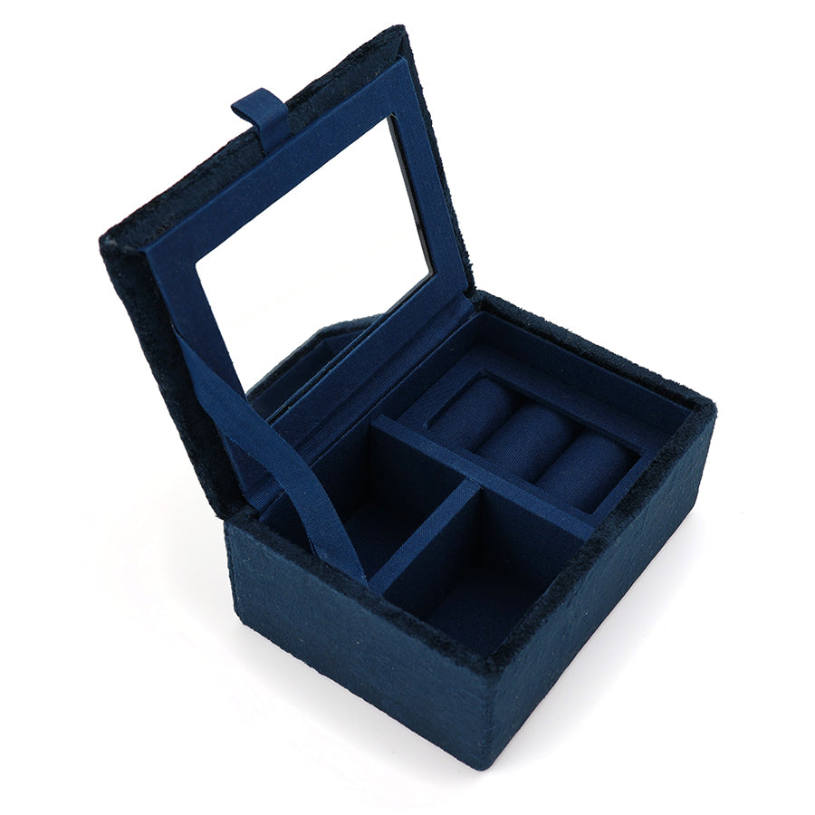POM Navy Velvet Sealife Embroidered Jewellery Box
