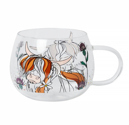 Bellybutton Highland Cow Glass Mug