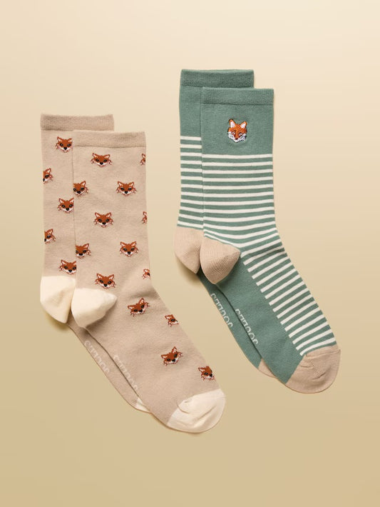 Joules Everyday Khaki/Stone 2 Pack Socks