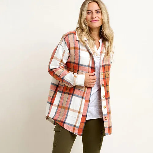 Pumpkin Flannel Shacket Hoodie by Brakeburn