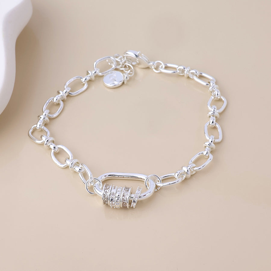 POM Chroma silver plated link bracelet with mixed crystal rings