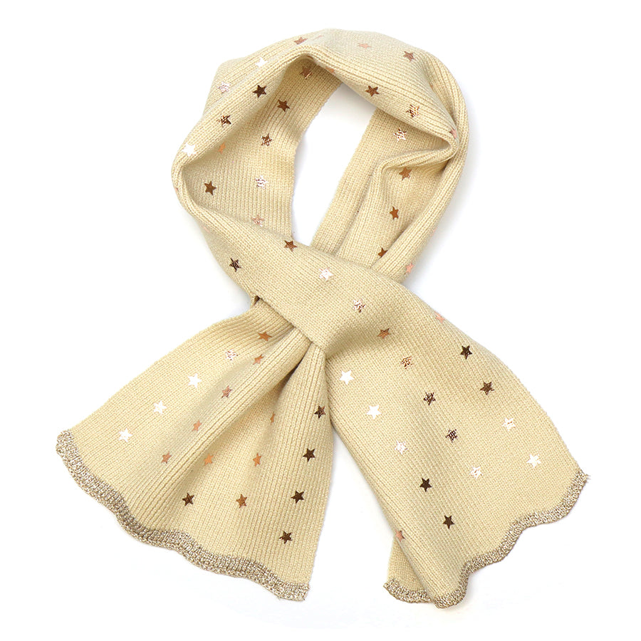 POM Cream recycled blend metallic stars pull through scarf