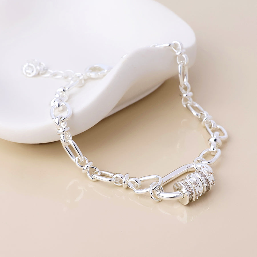 POM Chroma silver plated link bracelet with mixed crystal rings