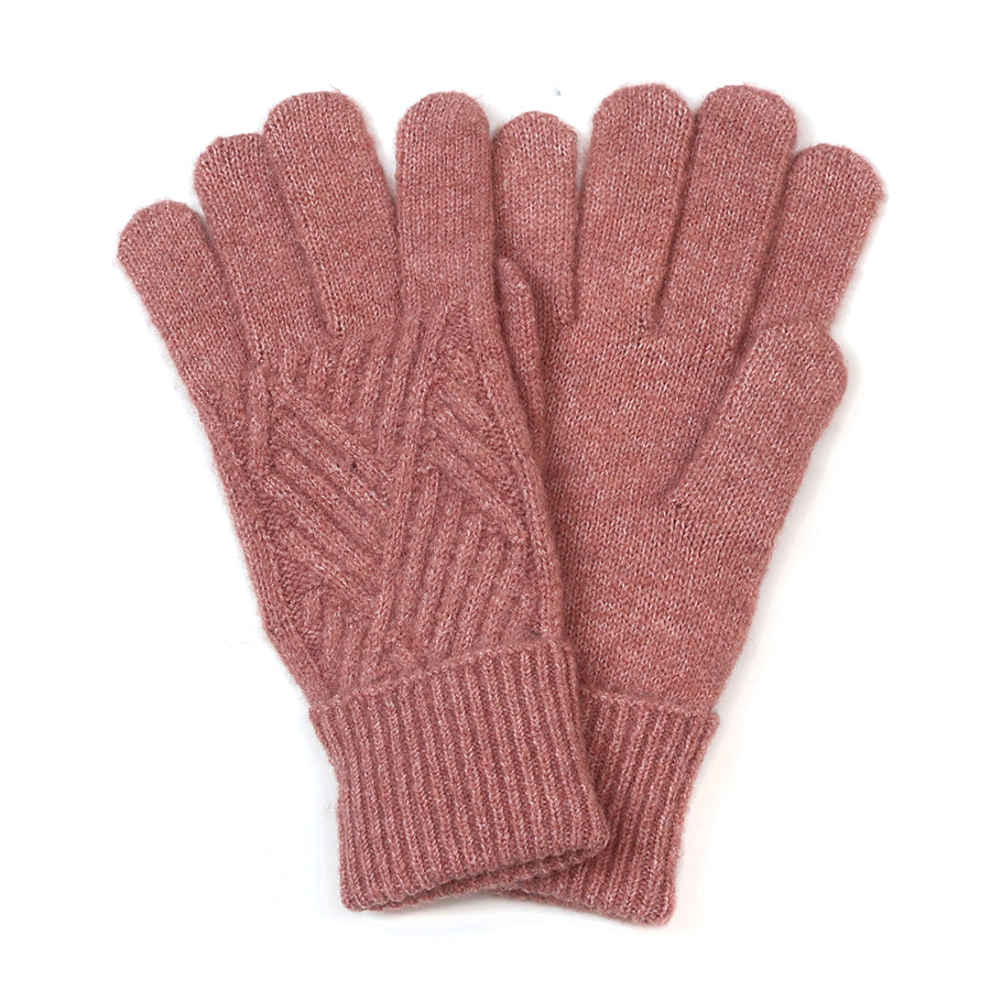 POM Charlotte Recycled Blend Cable Knit Gloves in Dusty Rose