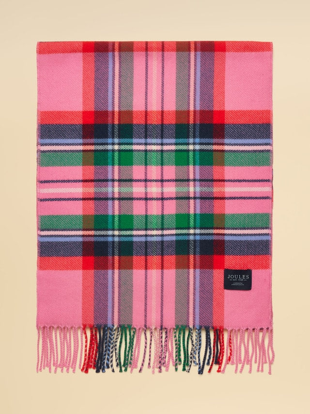 Joules Langtree Pink & Green Check Scarf