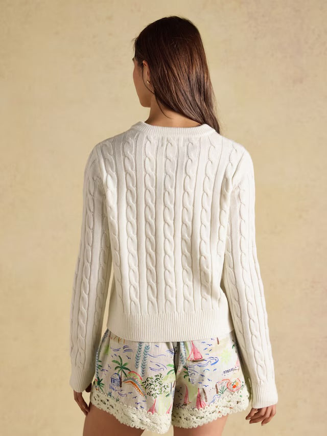 Joules Cream Cable Knit Button Up Cardigan