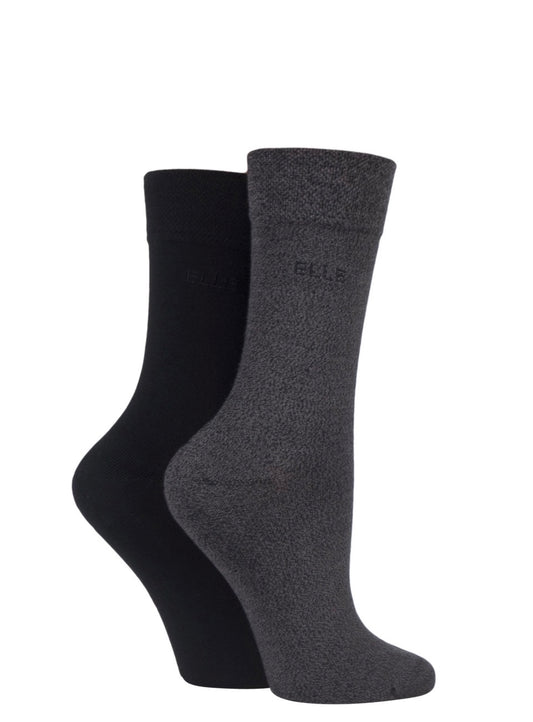 Elle Bamboo Socks 2 Pair Grey/Black