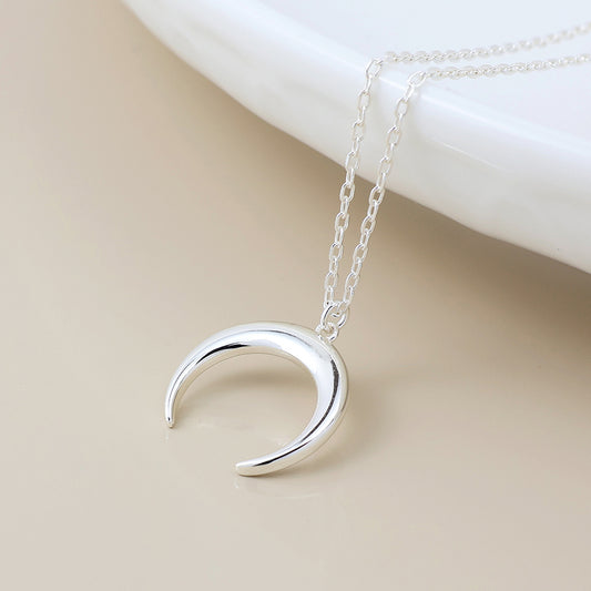 POM Sterling silver simple crescent moon necklace