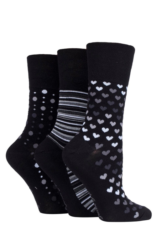 Sockshop Gentle Grip Bamboo Women’s Cotton Patterned  Socks 3 Pair