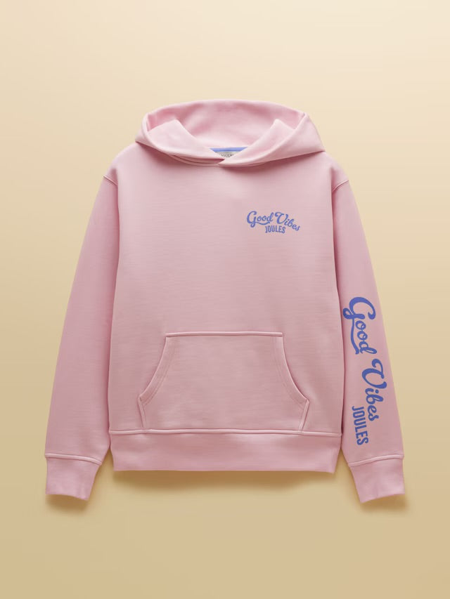 Joules Oversized Unisex Beach Hoodie Good Vibes in Pink